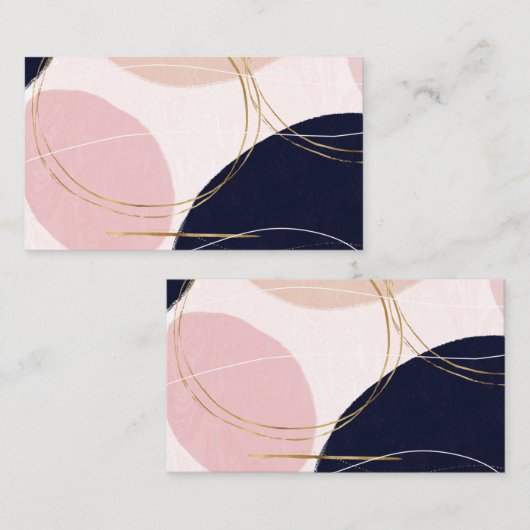 Moderne goudlijnen en cirkels Minimale roze vormge Visitekaartje (Voorkant / Achterkant)