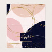 Moderne goudlijnen en cirkels Minimale roze vormge Visitekaartje (Buitenkant ongevouwen)