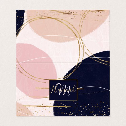 Moderne goudlijnen en cirkels Minimale roze vormge Visitekaartje (Buitenkant ongevouwen)