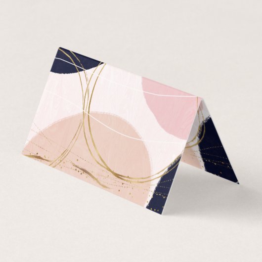 Moderne goudlijnen en cirkels Minimale roze vormge Visitekaartje (Achterkant)