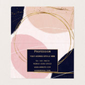 Moderne goudlijnen en cirkels Minimale roze vormge Visitekaartje (Binnenkant ongevouwen)