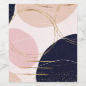 Moderne goudlijnen en cirkels Minimale roze vormge Wijn Etiket (Enkel label)