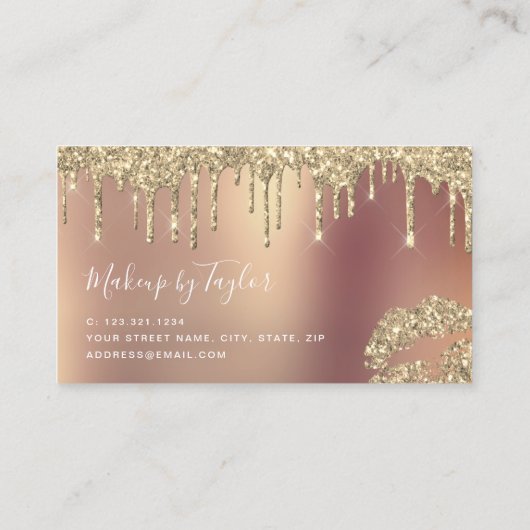 Moderne goudlippen voor make-up kunstenaar visitekaartje (Achterkant)