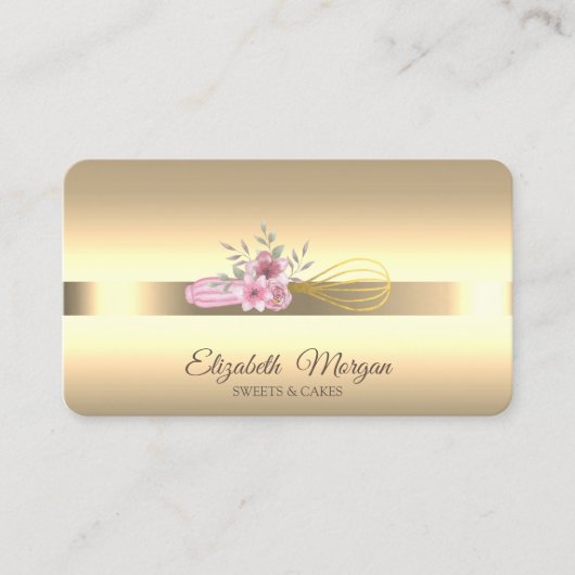 Moderne goudmakreelbloemen visitekaartje (Voorkant)