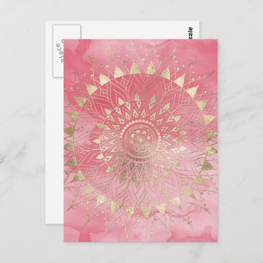 Moderne goudmandala briefkaart (Voorkant / Achterkant)