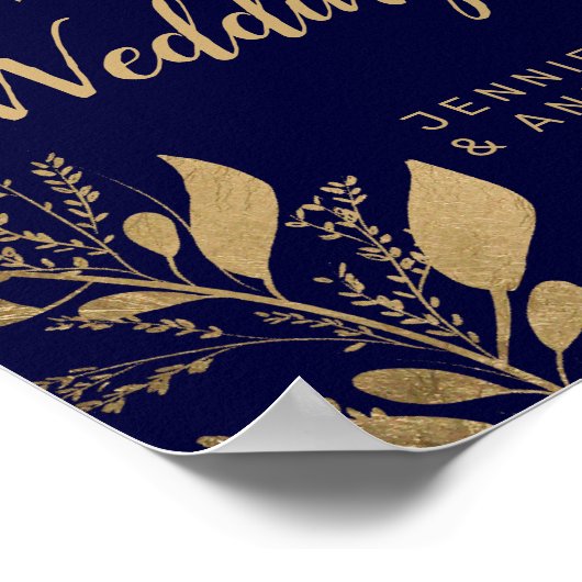 Moderne goudmarinesolffuis bruiloft poster (Hoek)