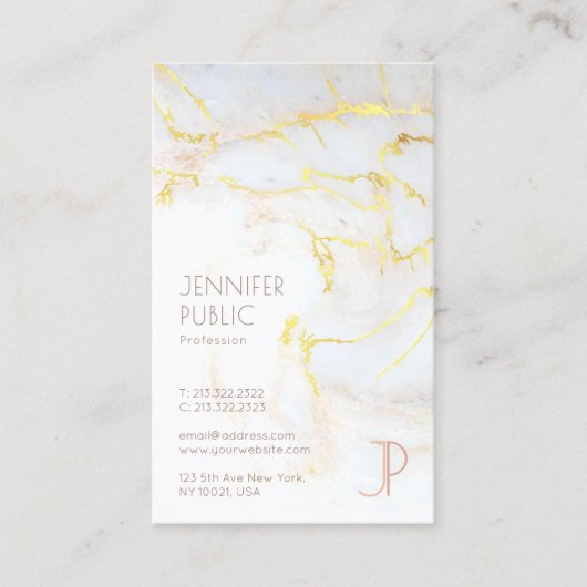 Moderne goudmarmer Luxury Professional Visitekaartje (Voorkant)