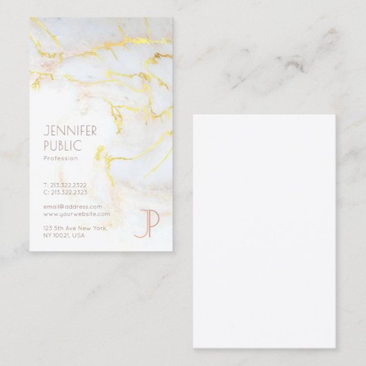 Moderne goudmarmer Luxury Professional Visitekaartje (Voorkant / Achterkant)