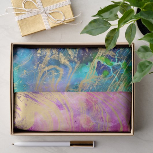 Moderne goudmarmer op pastel waterverf nebula tissuepapier (Geschenk)