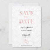 Moderne goudmarmer-Roos gouden bruiloft Save The Date (Voorkant)