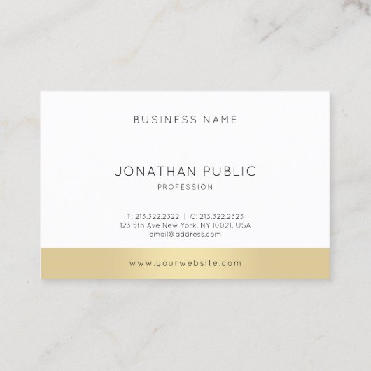 Moderne goudminimalistische design Professional Visitekaartje (Achterkant)