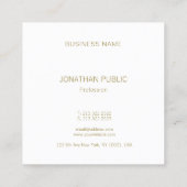 Moderne goudmonogram Aesthetisch Schone Plain Luxu Vierkante Visitekaartje (Achterkant)