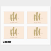moderne goudmonogram beige initiaal handelsnaam rechthoekige sticker (Vel)
