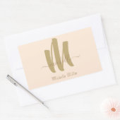 moderne goudmonogram beige initiaal handelsnaam rechthoekige sticker (Envelop)
