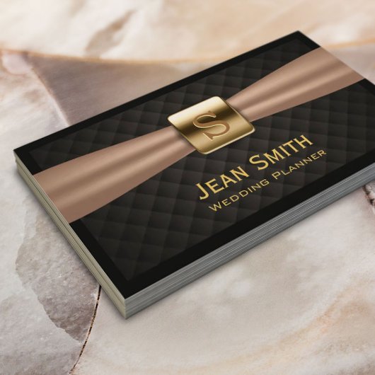 Moderne goudmonogram bruiloft visitekaartje