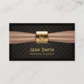 Moderne goudmonogram bruiloft visitekaartje (Voorkant)