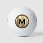 Moderne goudmonogram geborsteld goud golfballen (Voorkant)