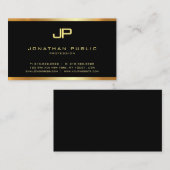 Moderne goudmonogram Glamoureus Plain Luxe Visitekaartje (Voorkant / Achterkant)