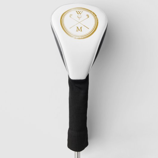 Moderne goudmonogram Initialen Golfheadcover (Voorkant)