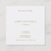 Moderne goudmonogram luxe Sjabloon Vierkante Visitekaartje (Achterkant)