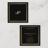 Moderne goudmonogram Luxurieuze legante Sjabloon Vierkante Visitekaartje (Voorkant / Achterkant)