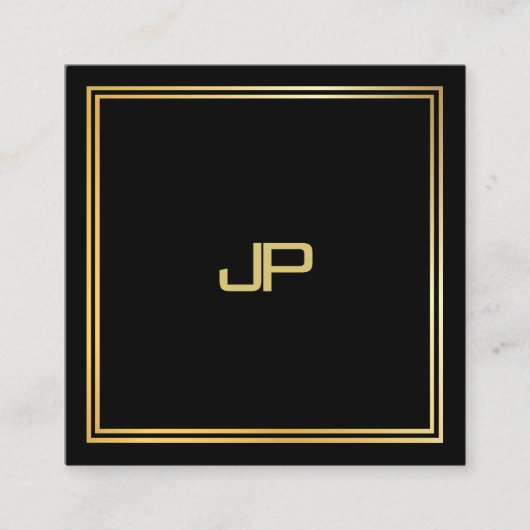 Moderne goudmonogram Luxurieuze legante Sjabloon Vierkante Visitekaartje (Voorkant)