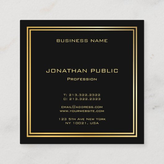 Moderne goudmonogram Luxurieuze legante Sjabloon Vierkante Visitekaartje (Achterkant)