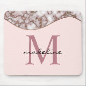 Moderne goudmonogram Mousepad met ruw Roos Muismat (Voorkant)