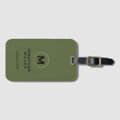 Moderne goudmonogram Olive Green Bagagelabel (Voorkant (horizontaal))