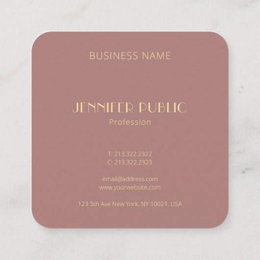 Moderne goudmonogram Sjabloon Luxe Vierkante Visitekaartje (Achterkant)