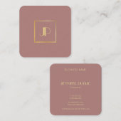 Moderne goudmonogram Sjabloon Luxe Vierkante Visitekaartje (Voorkant / Achterkant)
