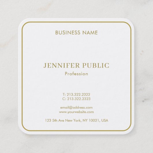 Moderne goudmonogram Sjabloon Luxe Vierkante Visitekaartje (Achterkant)
