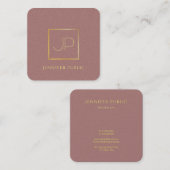Moderne goudmonogram Sjabloon Luxurie Vierkante Visitekaartje (Voorkant / Achterkant)