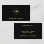 Moderne goudmonogram zwarte Sjabloon in Elegant Go Visitekaartje (Voorkant / Achterkant)