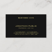 Moderne goudmonogram zwarte Sjabloon in Elegant Go Visitekaartje (Achterkant)