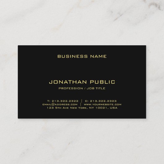 Moderne goudmonogram zwarte Sjabloon in Elegant Go Visitekaartje (Achterkant)