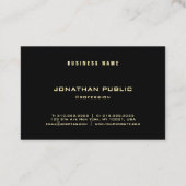 Moderne goudnaam zwarte Sjabloon Luxe Visitekaartje (Achterkant)