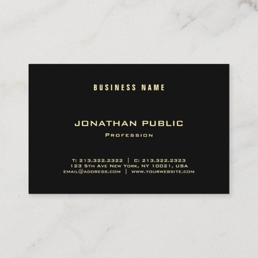 Moderne goudnaam zwarte Sjabloon Luxe Visitekaartje (Achterkant)