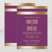 Moderne goudolietestes Elegant Paars bruiloft Kaart (Voorkant / Achterkant)