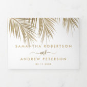 Moderne goudpalm elegant bruiloft drieluik uitnodiging (Cover)