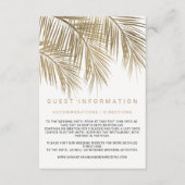 Moderne goudpalm invoegen details bruiloft informatiekaartje (Voorkant)