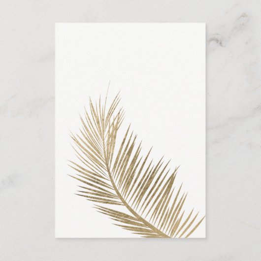 Moderne goudpalm invoegen details bruiloft informatiekaartje (Achterkant)