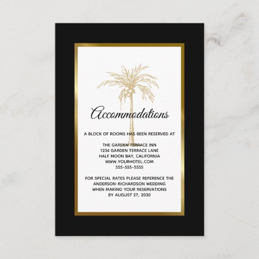 Moderne goudpalm Wedding met bomen Informatiekaartje (Voorkant)
