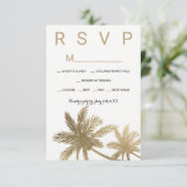 Moderne goudpalmbomen RSVP bruiloft Kaartje (Staand voorkant)