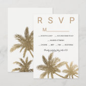 Moderne goudpalmbomen RSVP bruiloft Kaartje (Voorkant / Achterkant)