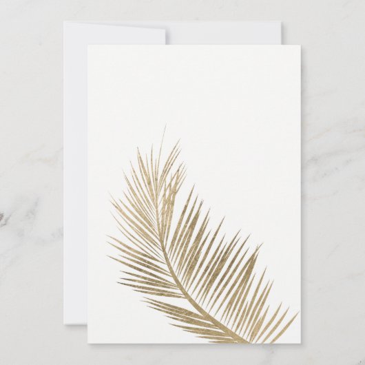 Moderne goudpalmboom, elegant, bespaart de datum save the date (Achterkant)