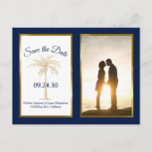 Moderne goudpalmbruiloft van de marine sparen de d aankondigingskaart (Voorkant)