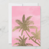 Moderne goudpalmen roze chic save the date (Achterkant)