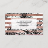 Moderne goudpalmen van roos chic make-up typografi visitekaartje (Achterkant)