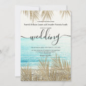 Moderne goudpalmstrandscriptbruiloft kaart (Voorkant)
